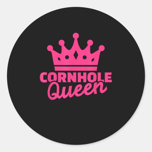 Cornhole Queen Pink College Corn Hole Game Ronde Sticker (Voorkant)