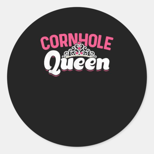 Cornhole Queen Ronde Sticker (Voorkant)