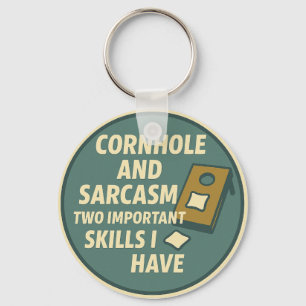 Cornhole Speler Met Sarcasische Humor Sleutelhanger