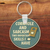 Cornhole Speler Met Sarcasische Humor Sleutelhanger (Achterkant)