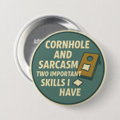 Cornhole-speler met sarcastische humor ronde button 7,6 cm (Voorkant /achterkant)