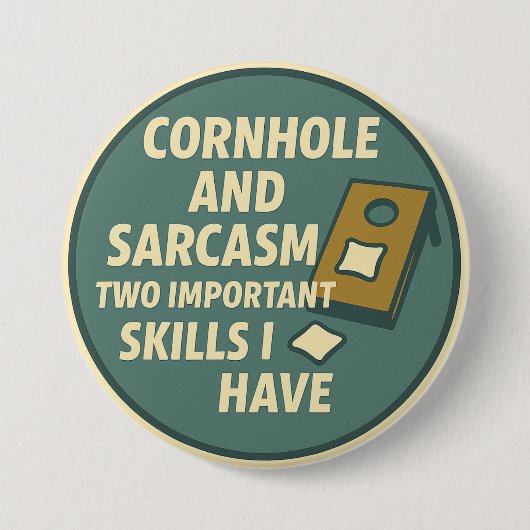 Cornhole-speler met sarcastische humor ronde button 7,6 cm (Voorkant)