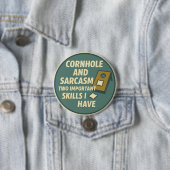 Cornhole-speler met sarcastische humor ronde button 7,6 cm (In situ)