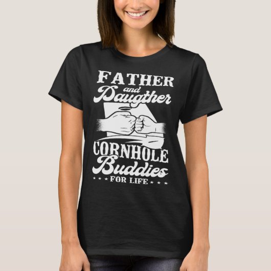 Cornhole Team Bean Bag Speler Champ Vader Dochter T-shirt (Voorkant)