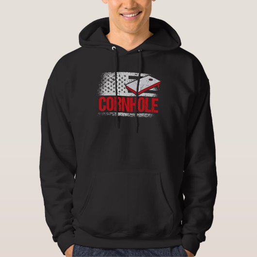 Cornhole Tournament Cornstar Corn Hole Rood Wit Hoodie (Voorkant)