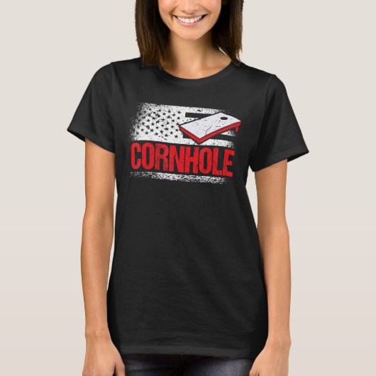 Cornhole Tournament Cornstar Corn Hole Rood Wit T-shirt (Voorkant)