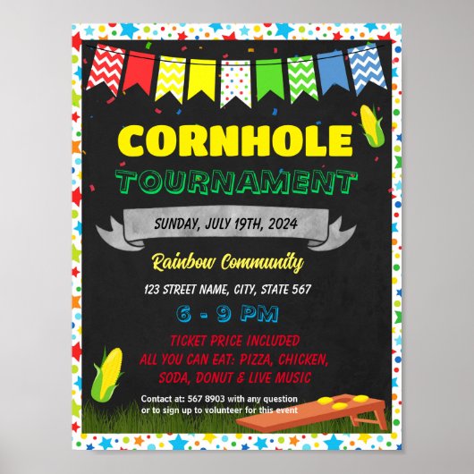 Cornhole Tournament Fundraiser sjabloon Poster (Voorkant)