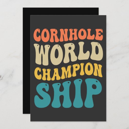 Cornhole Wereldkampioenschap Grappige Groovy Retro Kaart (Voorkant / Achterkant)
