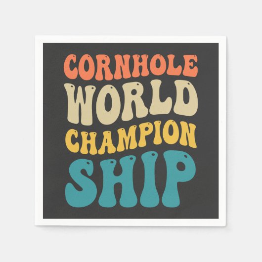 Cornhole Wereldkampioenschap Grappige Groovy Retro Servet (Voorkant)
