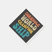 Cornhole Wereldkampioenschap Grappige Groovy Retro Servet (Hoek)