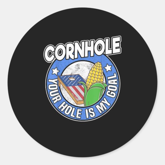 Cornhole Your Hole is mijn doel Amerikaanse vlag Ronde Sticker (Voorkant)