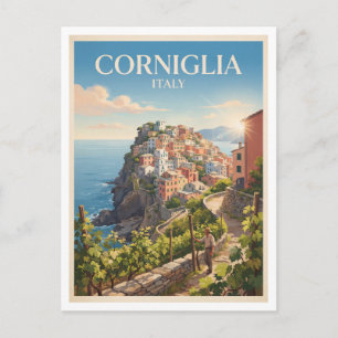 Corniglia-dorp boven de Ligurische Zee Italië Briefkaart