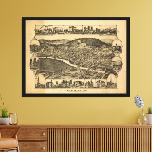 Corning New York (1882) Canvas Afdruk (Insitu (Woonkamer))