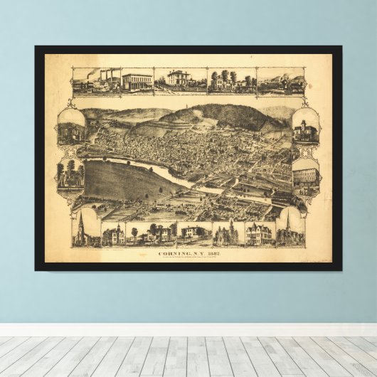 Corning New York (1882) Canvas Afdruk (Insitu (Houten vloer))