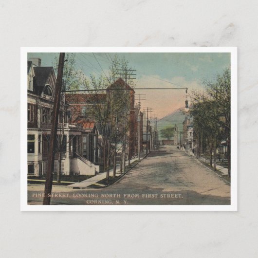 Corning NY Pine Street Uitzicht 1908 Briefkaart (Voorkant)