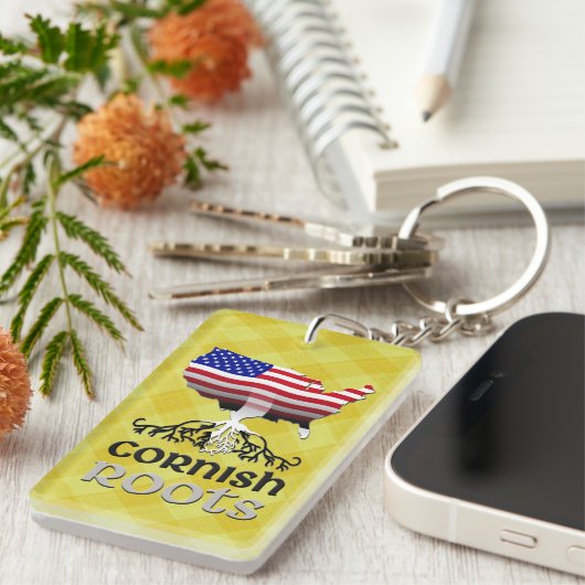 Cornish American Ancestry Roots Keyring Sleutelhanger (Voorkant Rechts)