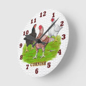 Cornish Chickens Clock Ronde Klok (Hoek)