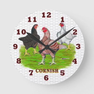 Cornish Chickens Clock Ronde Klok