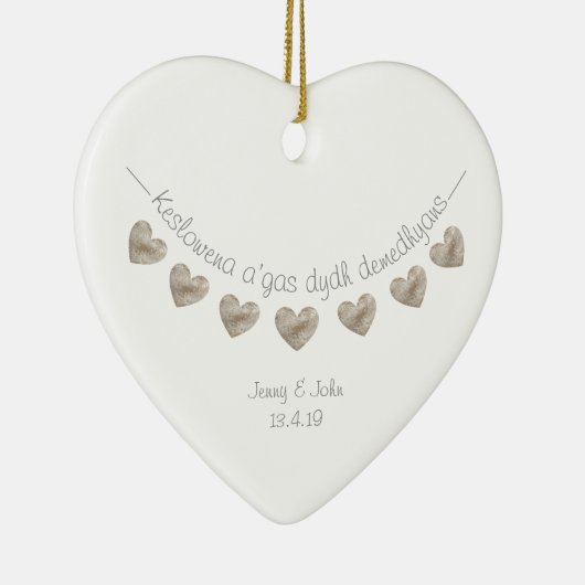 Cornish language personalized bruiloft gift keramisch ornament (Rechts)