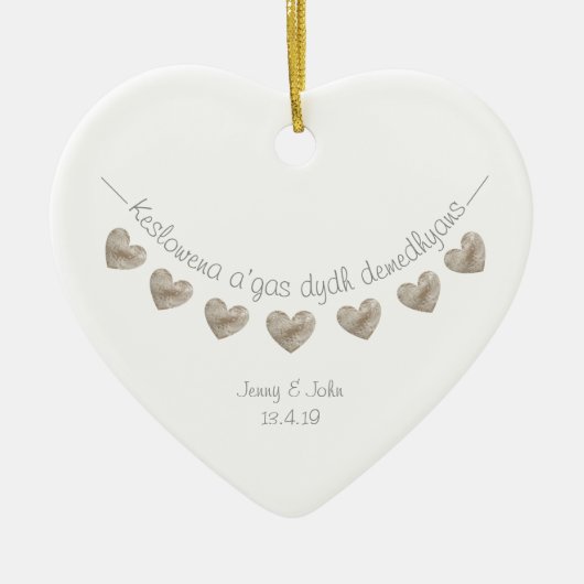 Cornish language personalized bruiloft gift keramisch ornament (Voorkant)