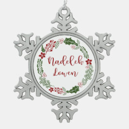 Cornish Merry Kerstmis Wreath, Nadelik Lowen Tin Sneeuwvlok Ornament