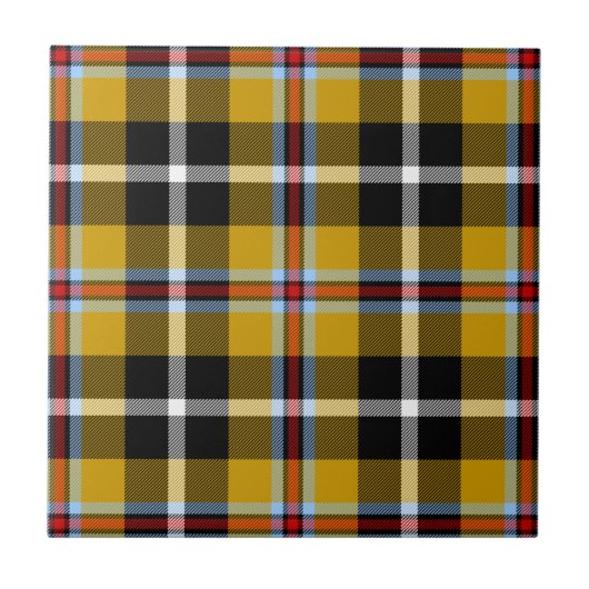 Cornish National Tartan Yellow and Black Pset Tegeltje (Voorkant)