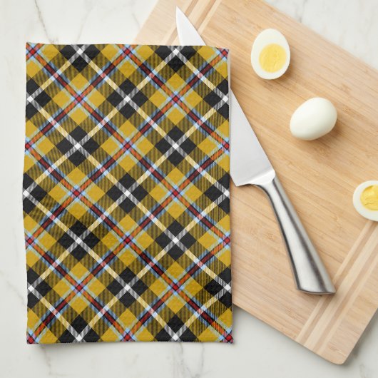 Cornish National Tartan Yellow and Black Pset Theedoek (Quarter Fold)
