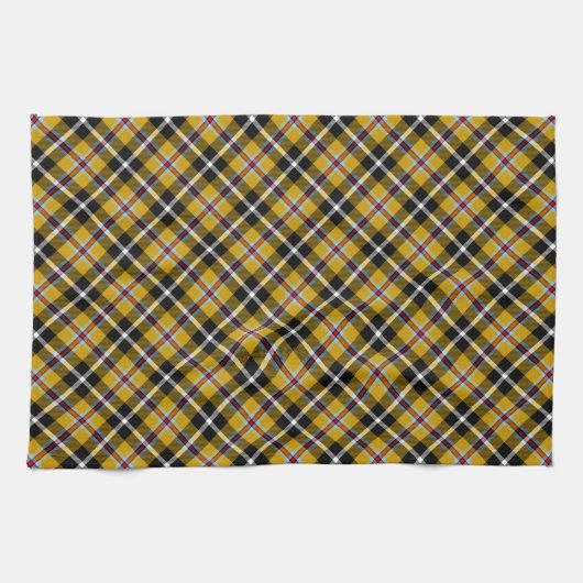 Cornish National Tartan Yellow and Black Pset Theedoek (Horizontaal)