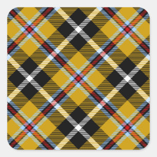 Cornish National Tartan Yellow and Black Pset Vierkante Sticker