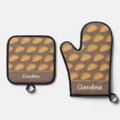 Cornish Pasty Brits Voedsel Patroon Ovenwant & Pannenlap Set (Voorkant)