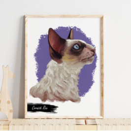 Cornish Rex Cat Print | Kat-wanddruk
