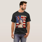 Cornish Rex Cat voor Amerikaanse vlag T-shirt (Voorkant volledig)