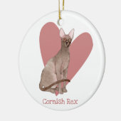 Cornish Rex Cat Waterverf Kat Roze hart Keramisch Ornament (Links)