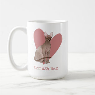 Cornish Rex Cat Waterverf Kat Roze hart Koffiemok