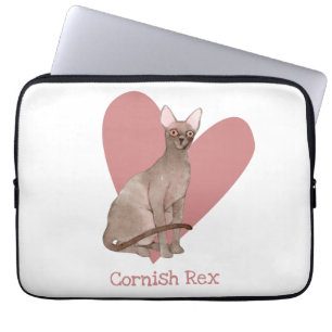 Cornish Rex Cat Waterverf Kat Roze hart Laptop Sleeve