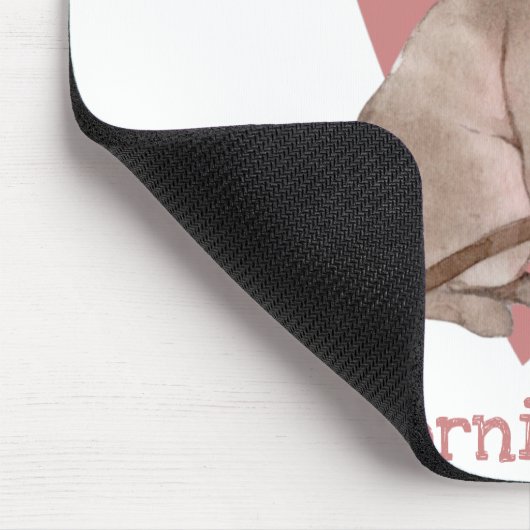 Cornish Rex Cat Waterverf Kat Roze hart Muismat (Hoek)