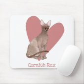 Cornish Rex Cat Waterverf Kat Roze hart Muismat (Met muis)