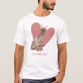 Cornish Rex Cat Waterverf Kat Roze hart T-shirt (Voorkant)