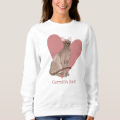 Cornish Rex Cat Waterverf Kat Roze hart Trui (Voorkant)