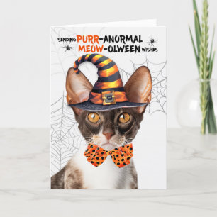Cornish Rex Halloween Cat PURRanormal MEOWolween Feestdagen Kaart