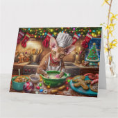 Cornish Rex Holiday Baking: Feestelijke Kerst Kaart (Gele Bloem)