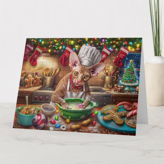 Cornish Rex Holiday Baking: Feestelijke Kerst Kaart (Voorkant)