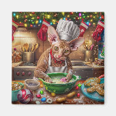 Cornish Rex Holiday Baking: Feestelijke Kerst Magneet (Voorkant)