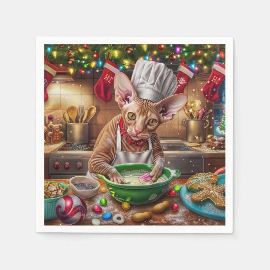 Cornish Rex Holiday Baking: Feestelijke Kerst Servet (Voorkant)