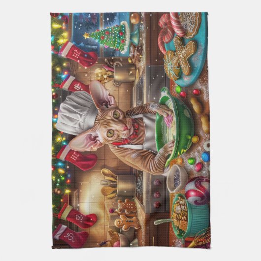 Cornish Rex Holiday Baking: Feestelijke Kerst Theedoek (Verticaal)