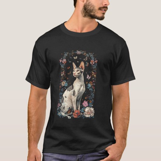 Cornish Rex Kat Bloem T-shirt (Voorkant)