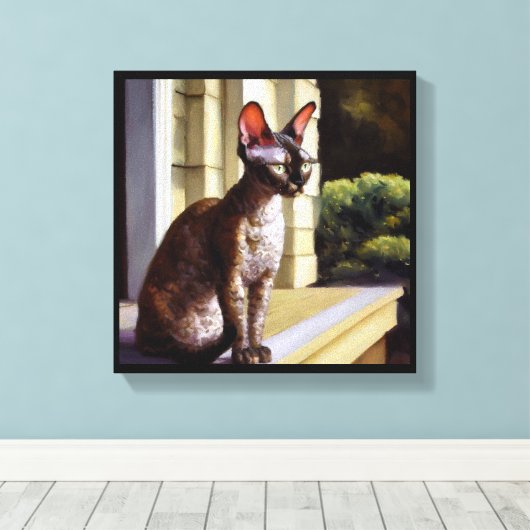 Cornish Rex kat Canvas Afdruk (Insitu (Houten vloer))