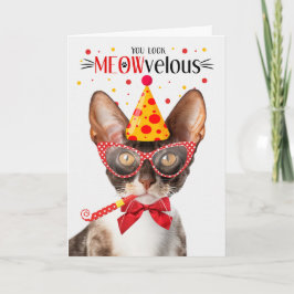 Cornish Rex Kat MEOWvelous Verjaardag Kaart