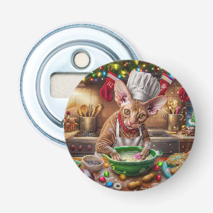Cornish Rex Kerstbakken: Festive Kerstmis Button Flesopener