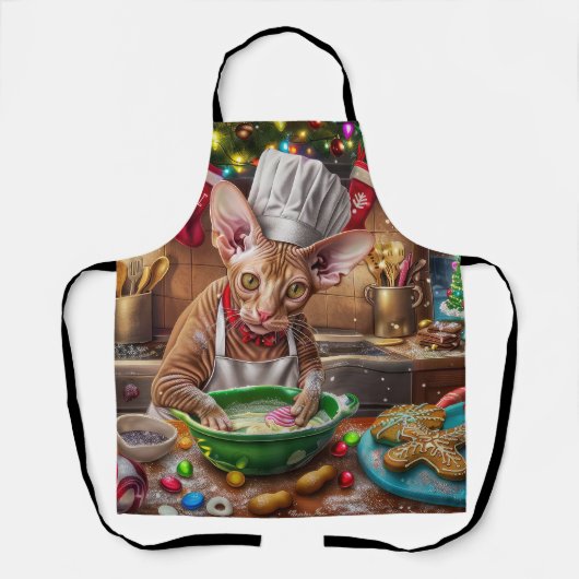 Cornish Rex Kerstbakken: Festive Kerstmis Schort (Voorkant)
